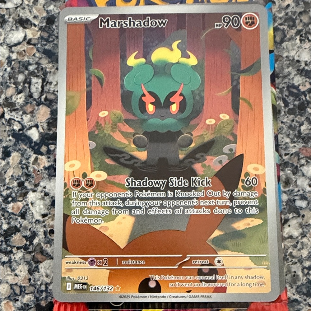 Pokemon Marshadow Card with Red‎ and Green Accents